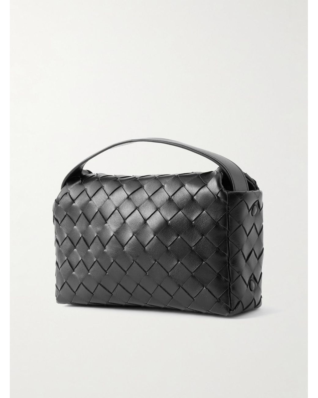 Bottega Veneta Black Intrecciato Leather Messenger Bag for men