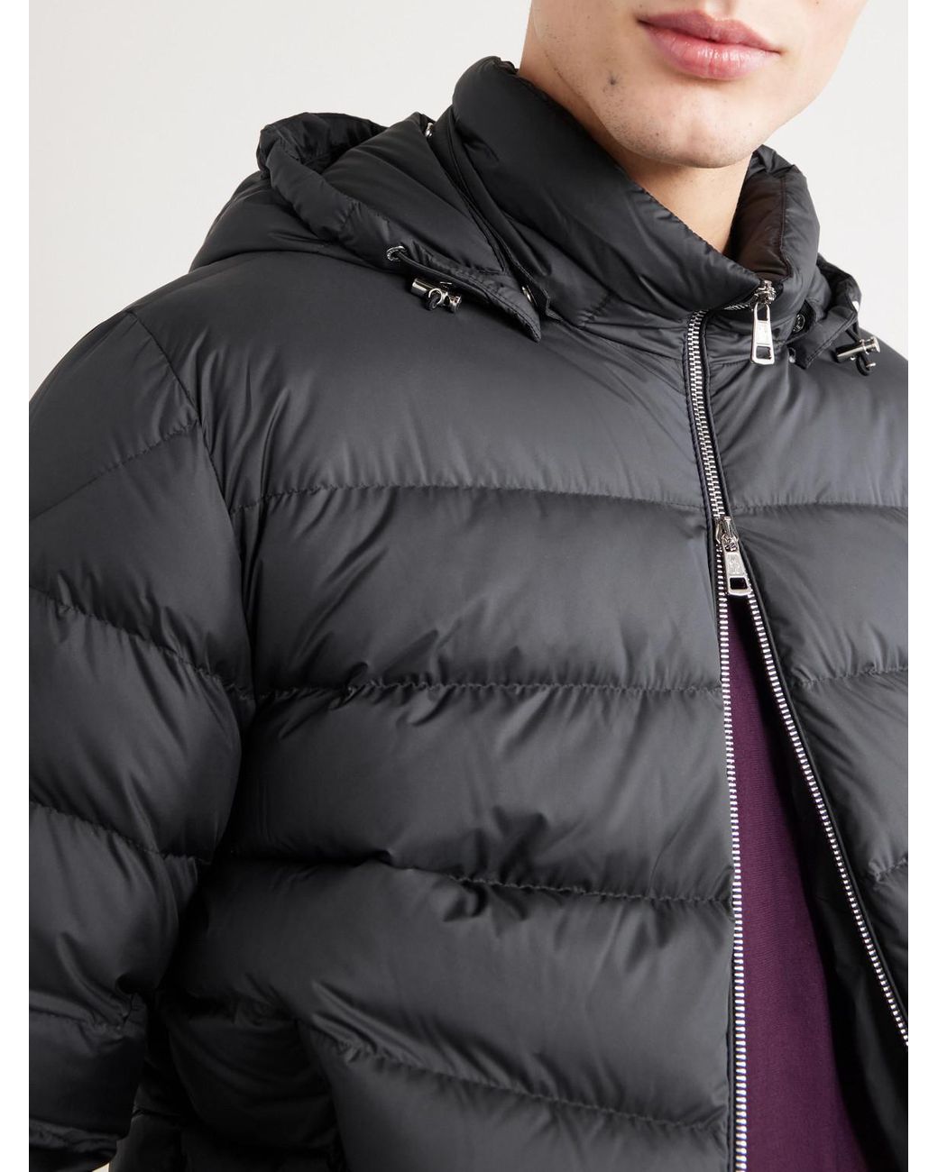Moncler Black Arneb Hooded Quilted Shell Down Jacket for men