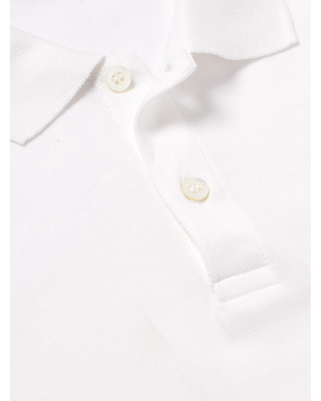 Sunspel White Cotton-Piqué Polo Shirt for men