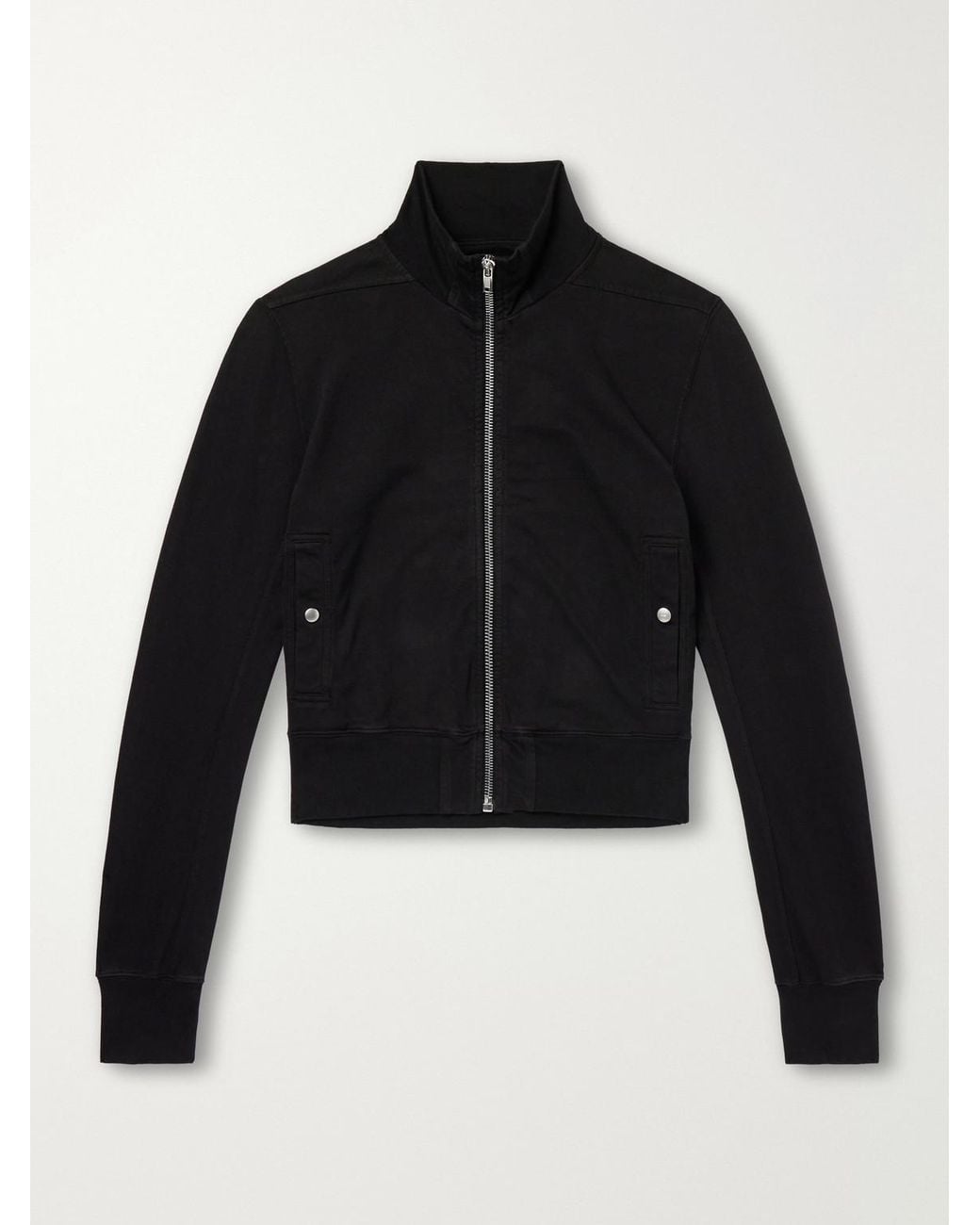 Rick Owens Black Rev Cotton-Jersey Zip-Up Sweatshirt for men