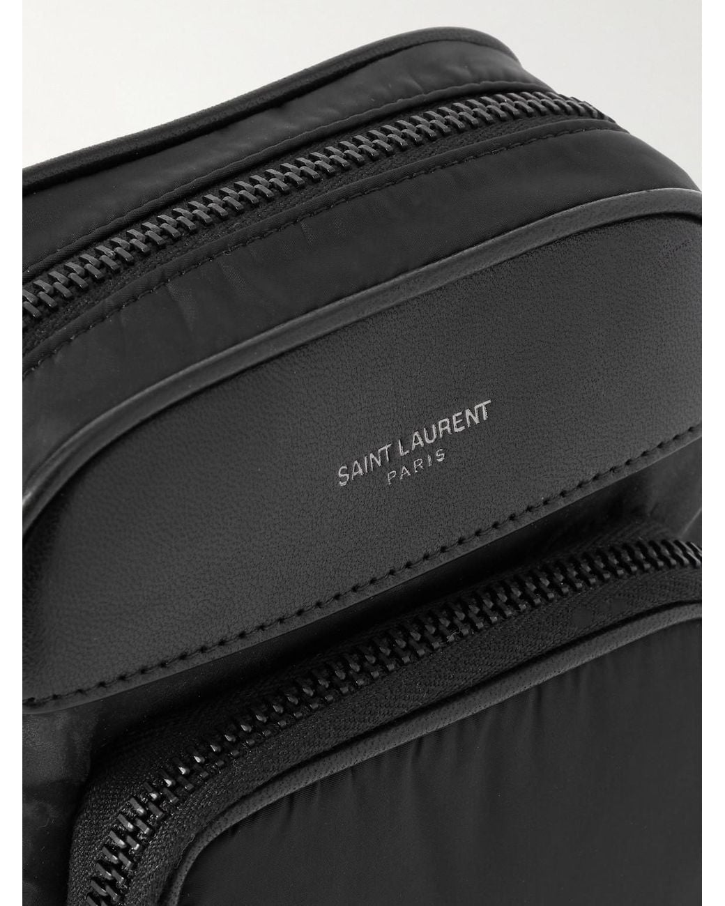 Saint Laurent Black City Mini Logo-Print Leather-Trimmed Shell Camera Bag for men