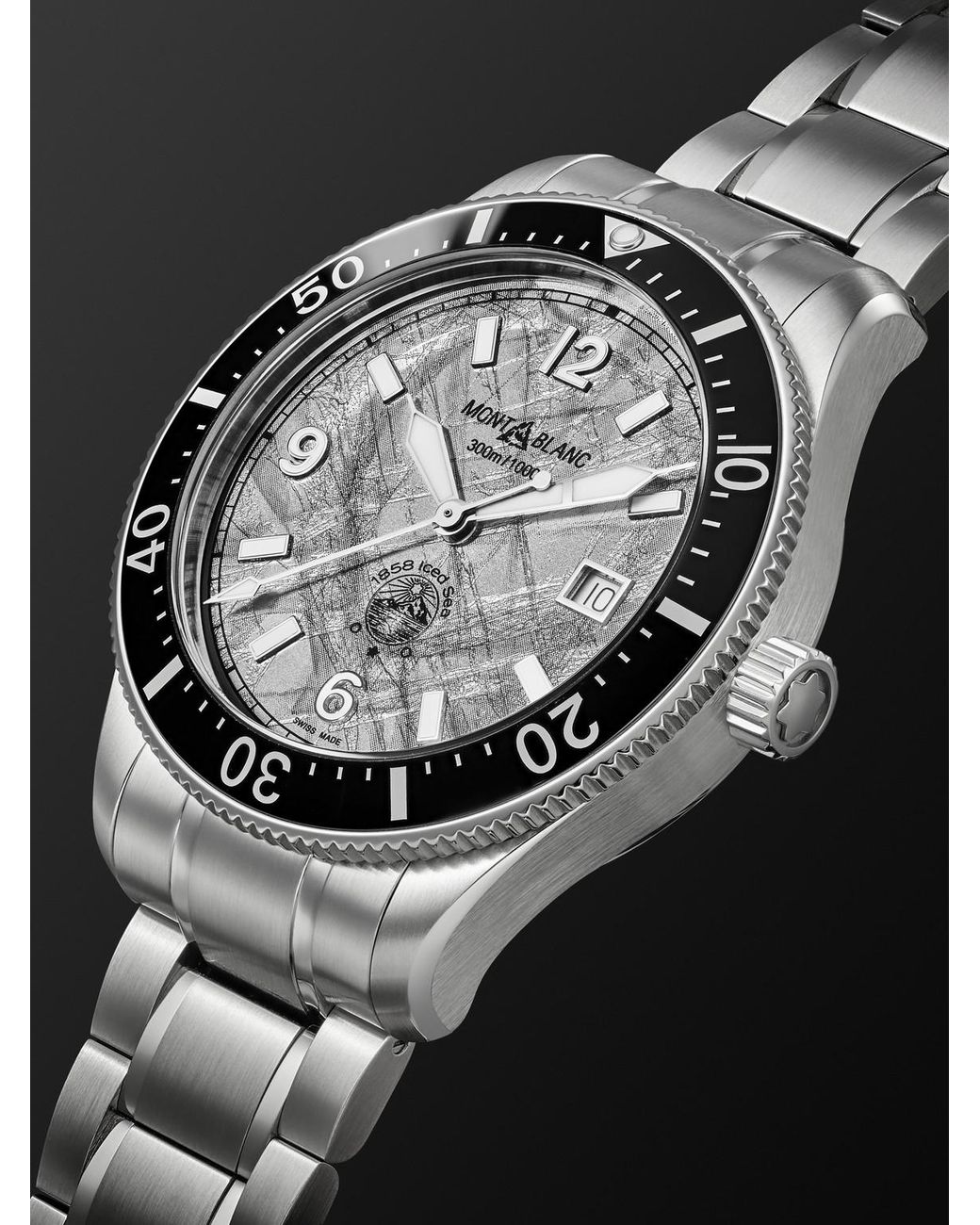 Montblanc Black 1858 Iced Sea Automatic Stainless Steel And Ceramic Watch, Ref. Mb130793 for men