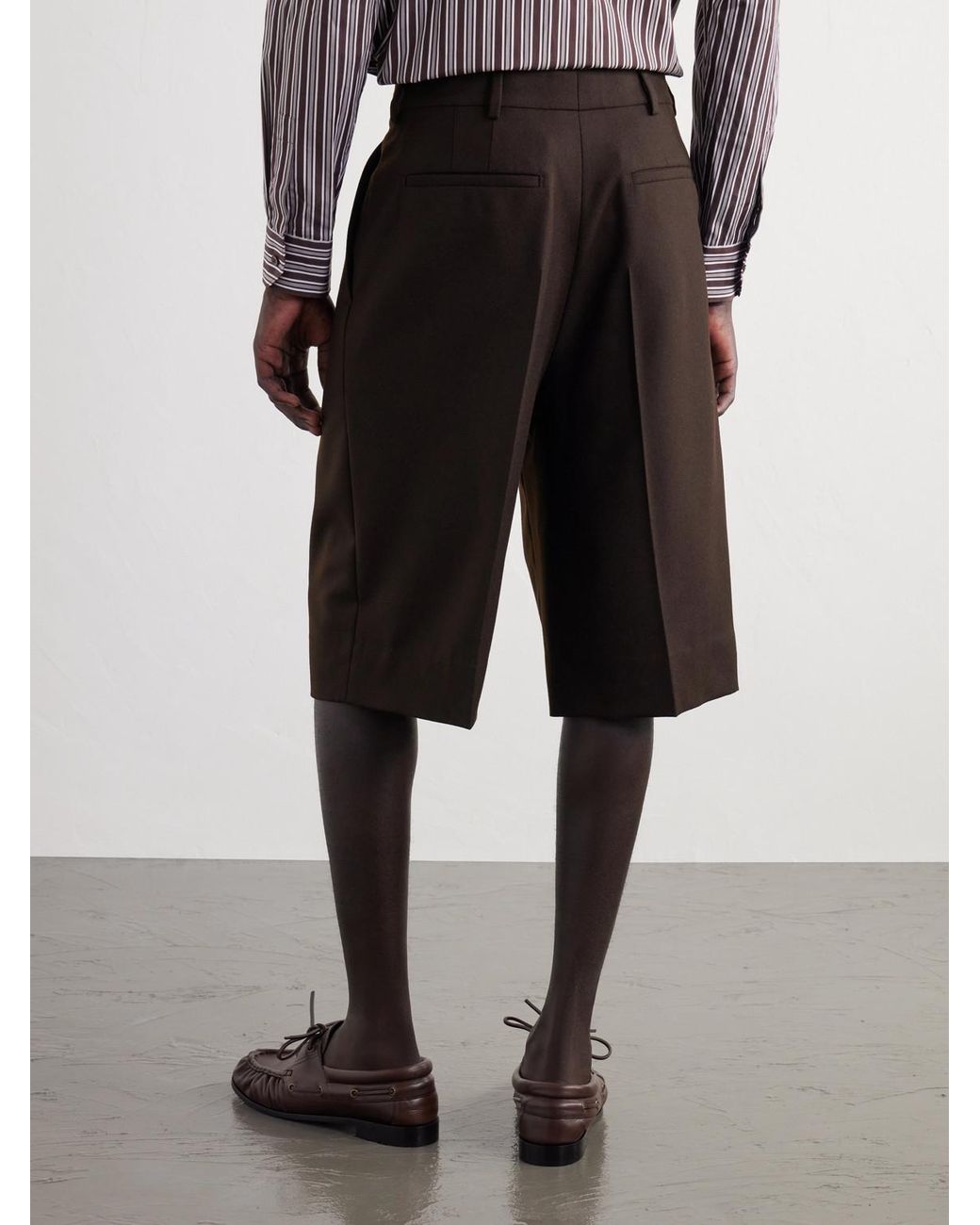 Saint Laurent Brown Straight-Leg Wool Shorts for men