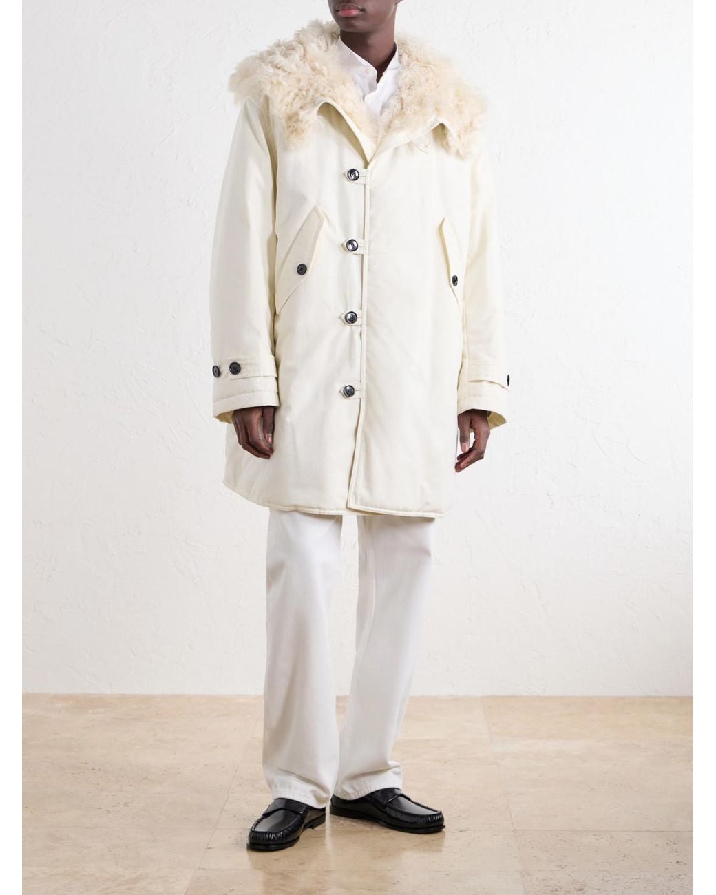 Totême Natural Hooded Shearling-Lined Cotton-Ripstop Parka for men