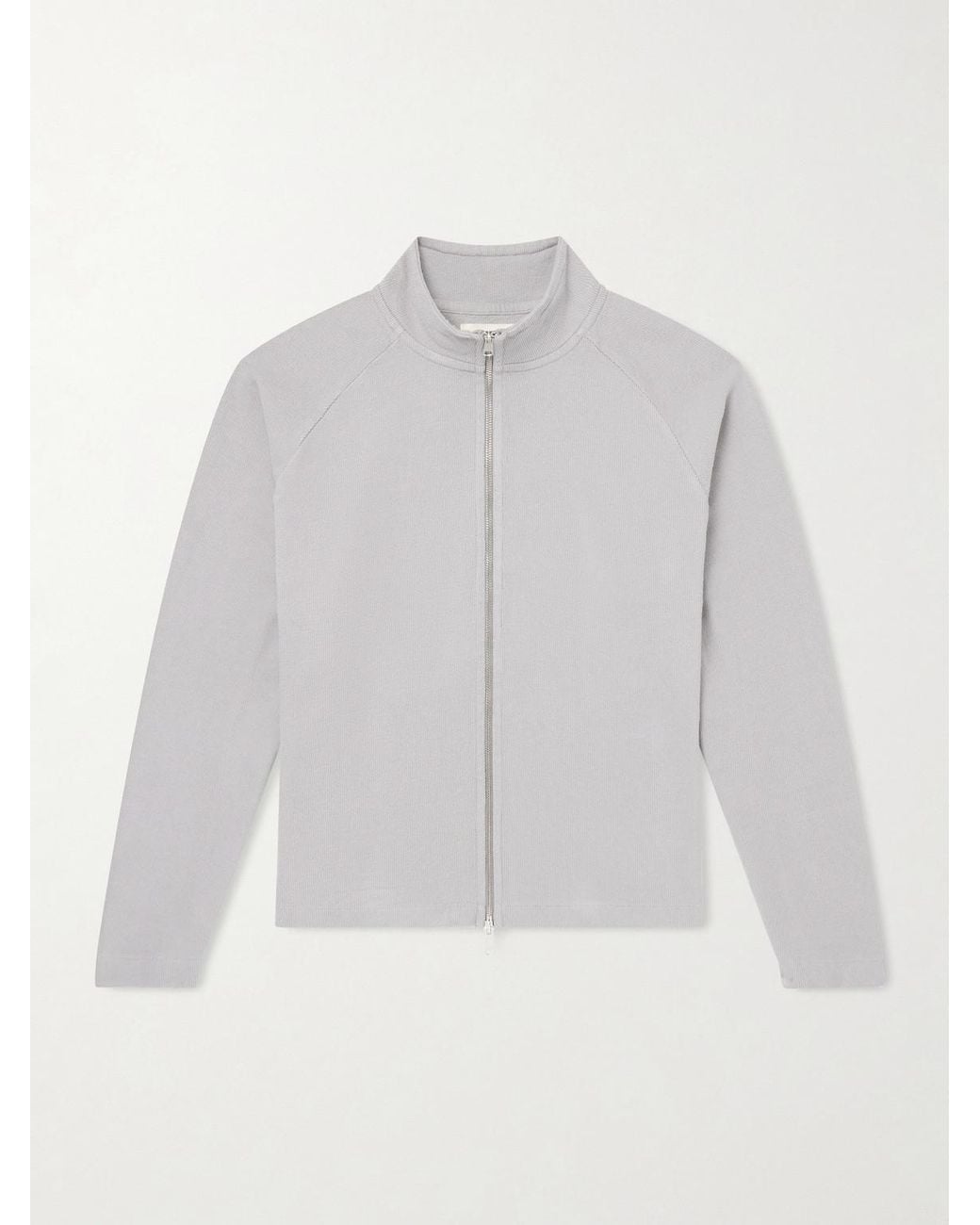 mfpen White Leisure Organic Cotton Zip-up Sweater for men