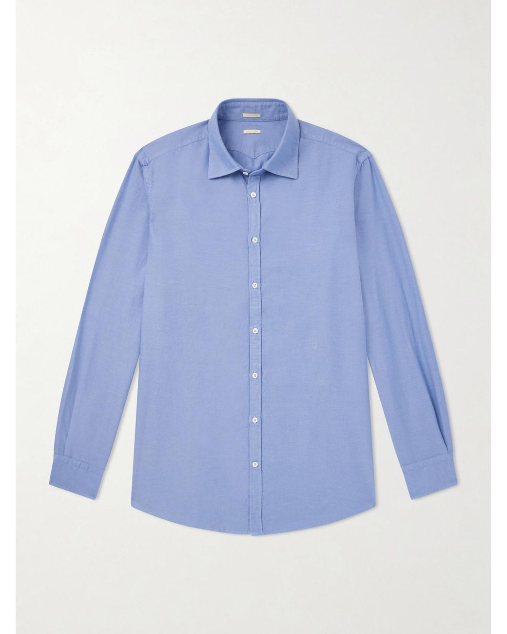 Massimo Alba Blue Genova Cotton-Chambray Shirt for men