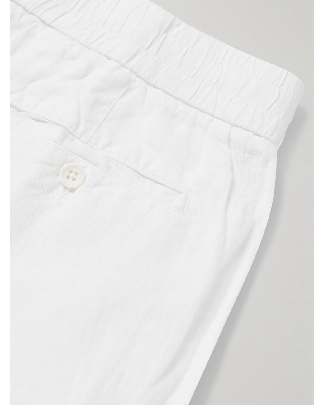 James Perse White Straight-Leg Garment-Dyed Linen Drawstring Trousers for men