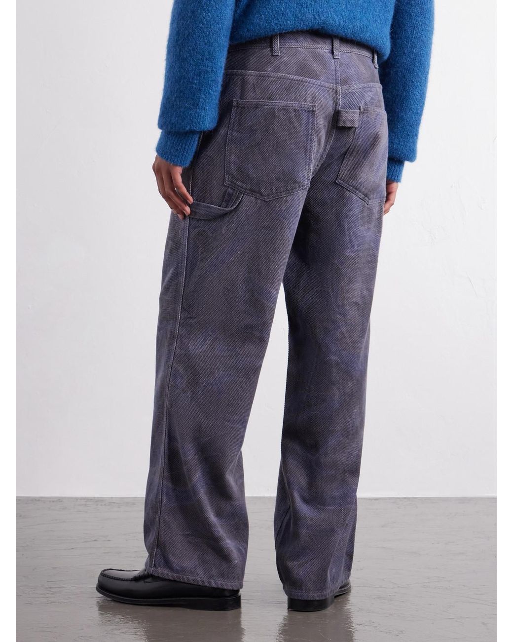 Blue Blue Japan Blue Painter Wide-Leg Sumi Nagashi Cotton-Sashiko Trousers for men