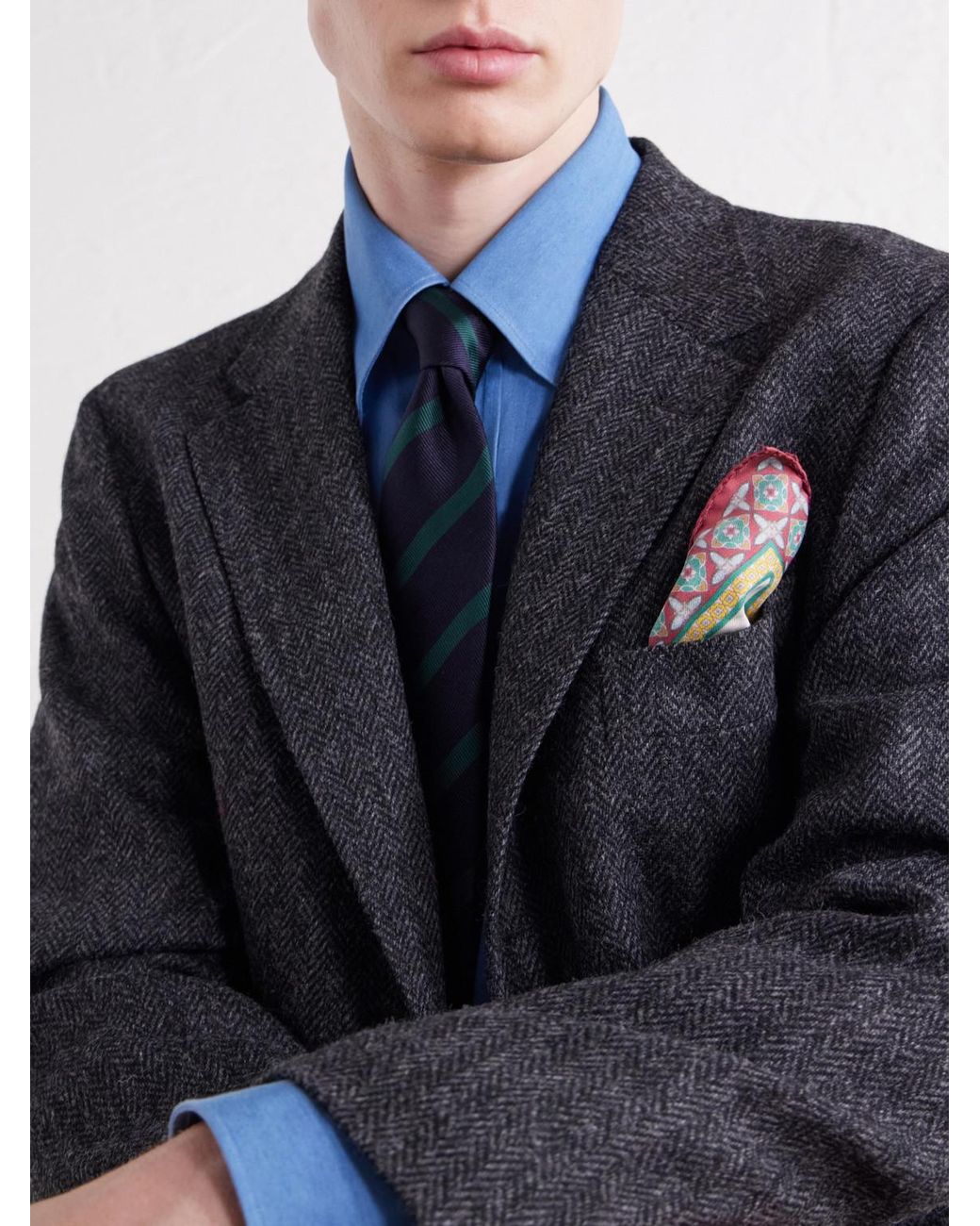 Rubinacci Black Herringbone Virgin Wool Blazer for men