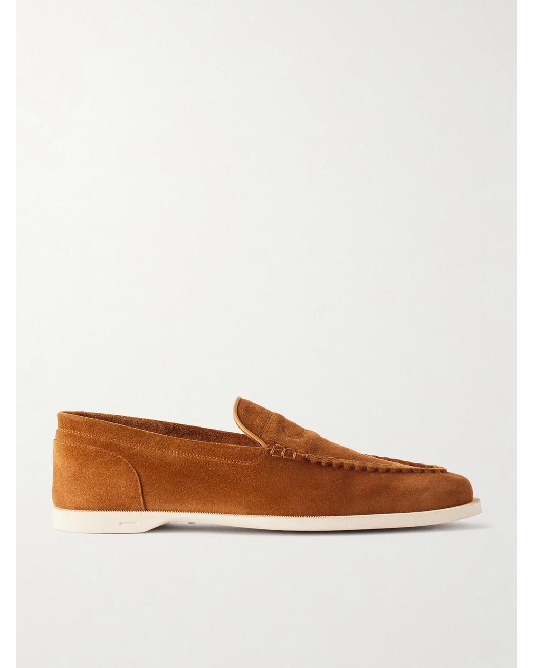 John Lobb Brown Pace Suede Loafers for men