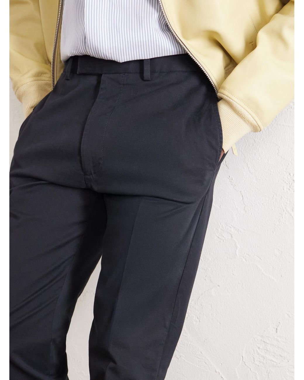 Tom Ford Blue Tapered Cotton-Blend Twill Trousers for men