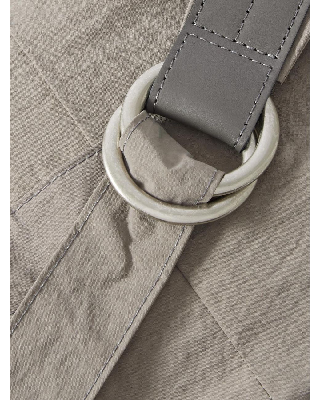 Master Piece Gray Sash Large Leather-Trimmed Coated-Nylon Sling Bag for men
