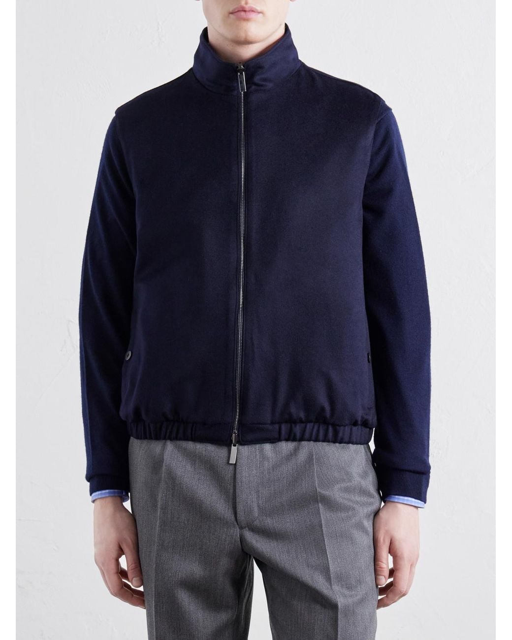 STÒFFA Blue Reversible Brushed-Cashmere Gilet for men