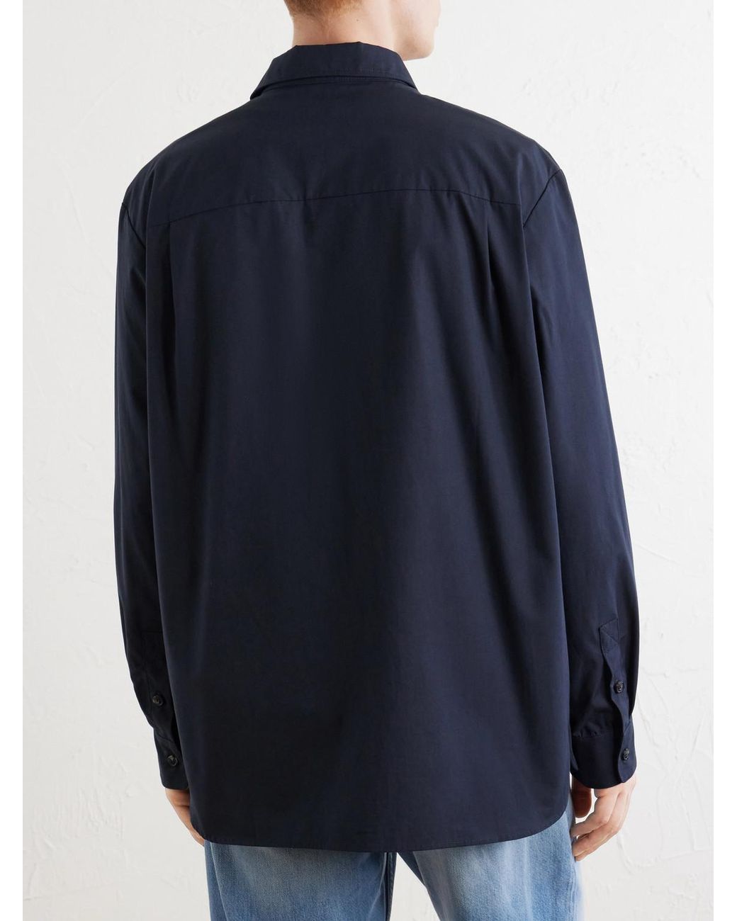 A.P.C. Blue Malo Logo-embroidered Organic Cotton-poplin Shirt for men
