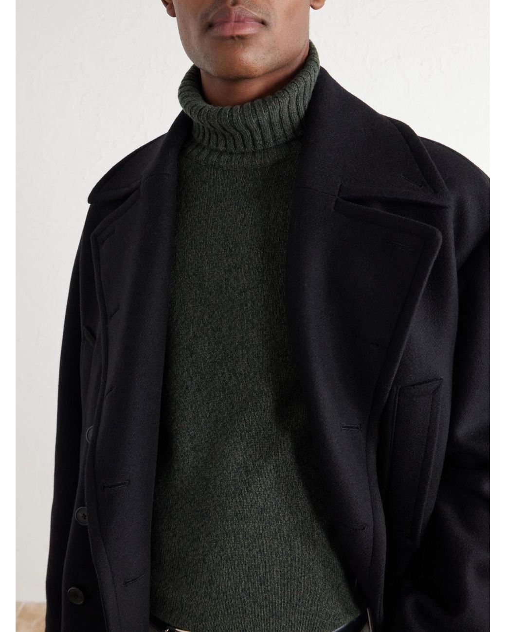 De Petrillo Green Merino Wool And Cashmere-Blend Rollneck Sweater for men