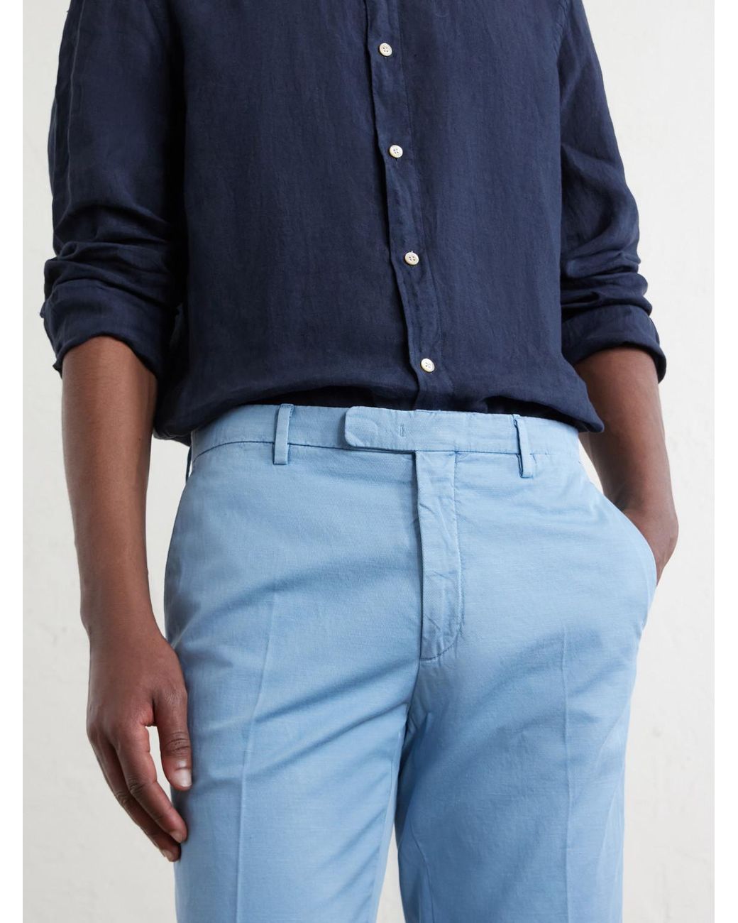 Boglioli Blue Straight-Leg Cotton-Blend Suit Trousers for men