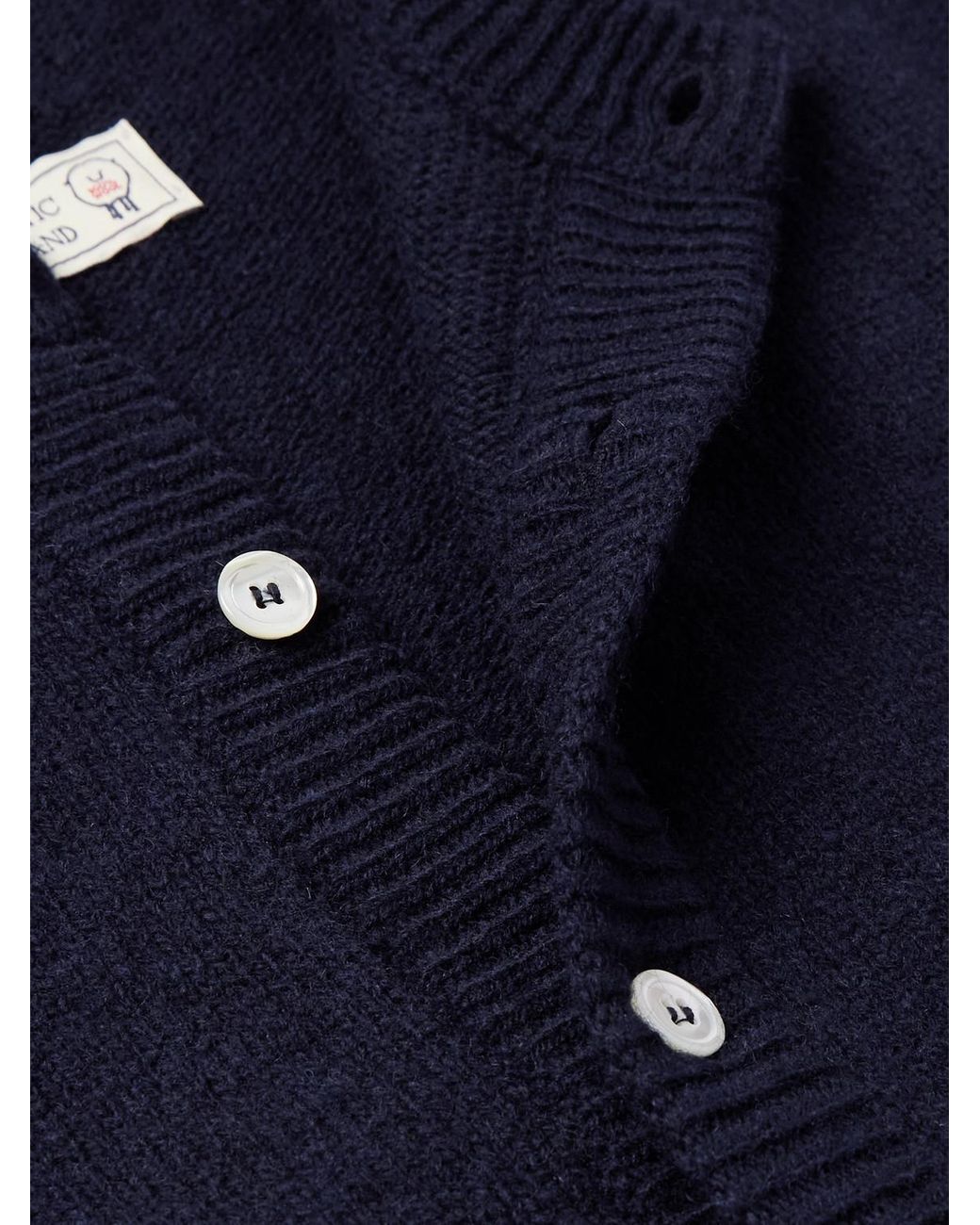 Noah Floral-Jacquard Shetland Wool Cardigan in Blue for Men
