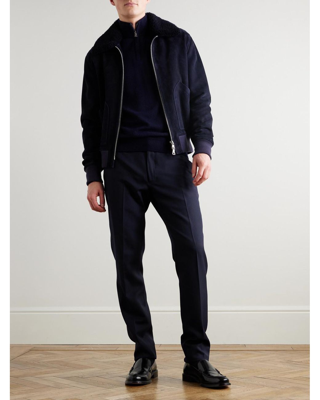 Mr P. Blue James Cashmere Half-Zip Sweater for men