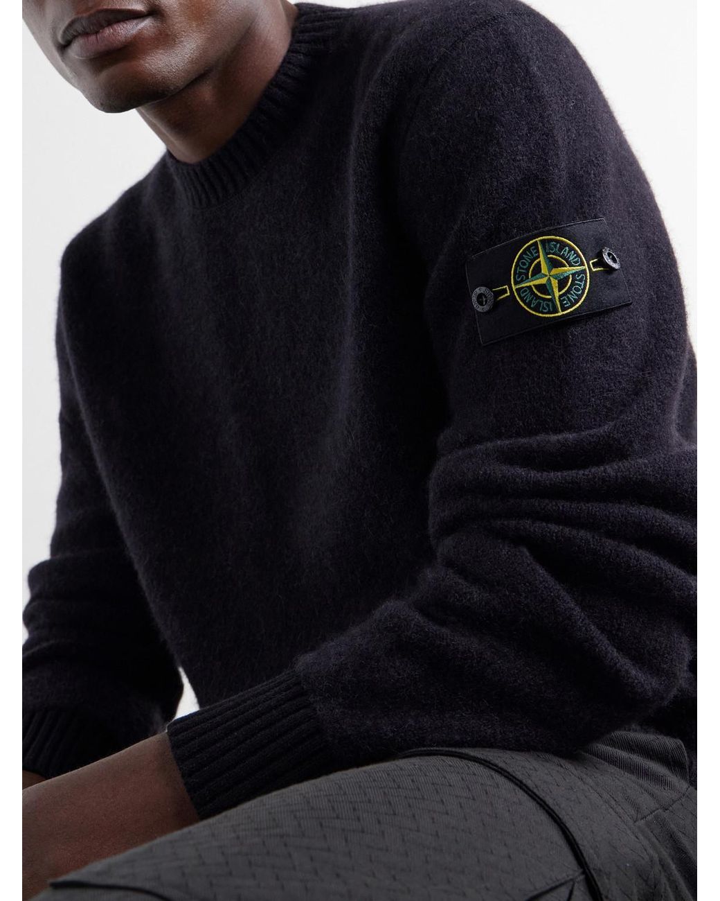 Stone Island Blue Wool-Blend Sweater for men