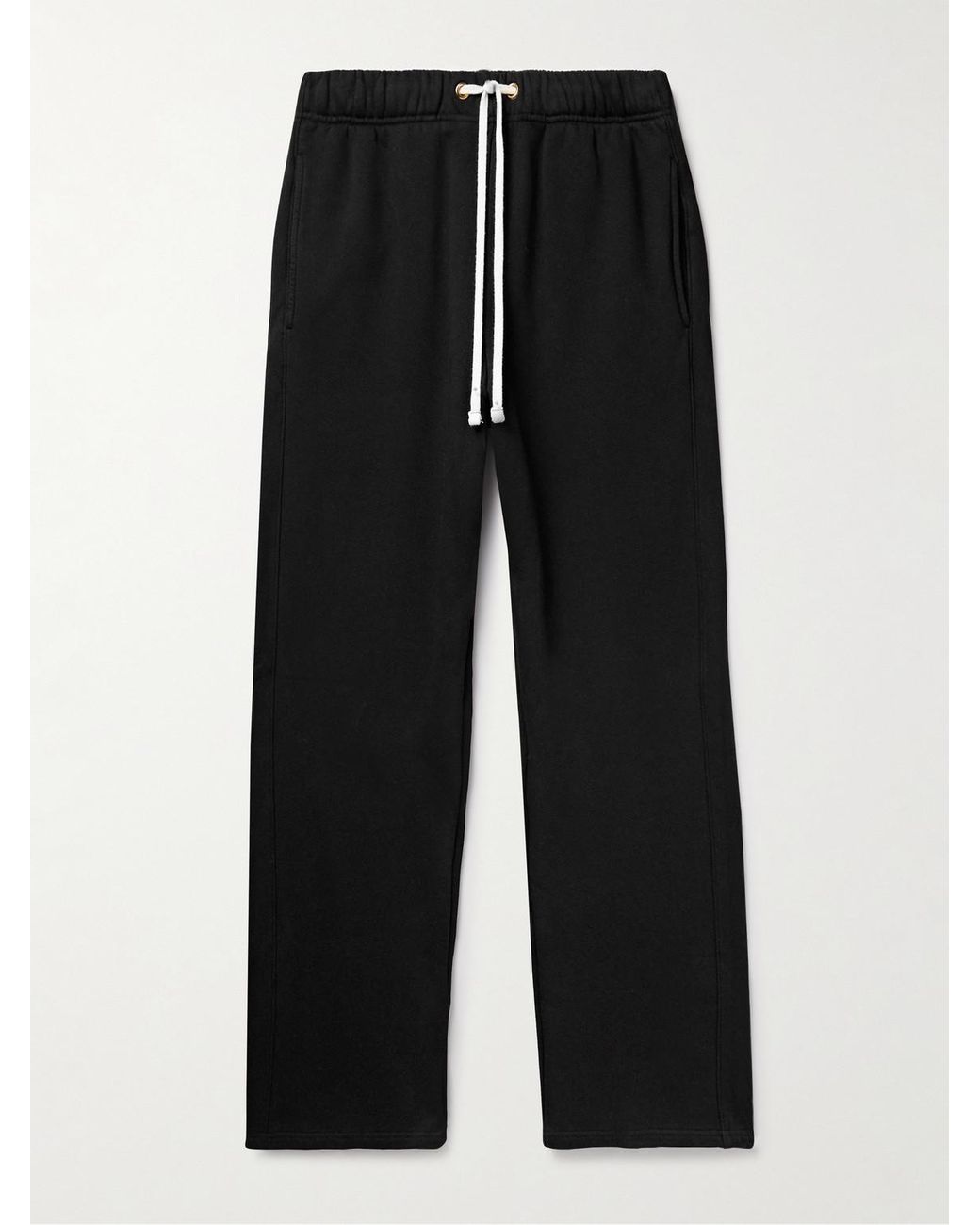 Les Tien Black Straight-Leg Garment-Dyed Cotton-Jersey Sweatpants for men