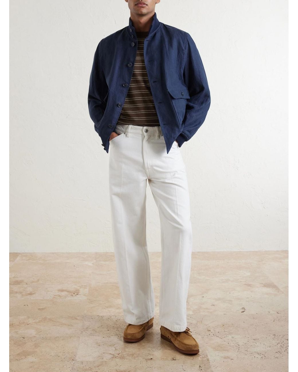 Valstar Blue Ino Linen Bomber Jacket for men
