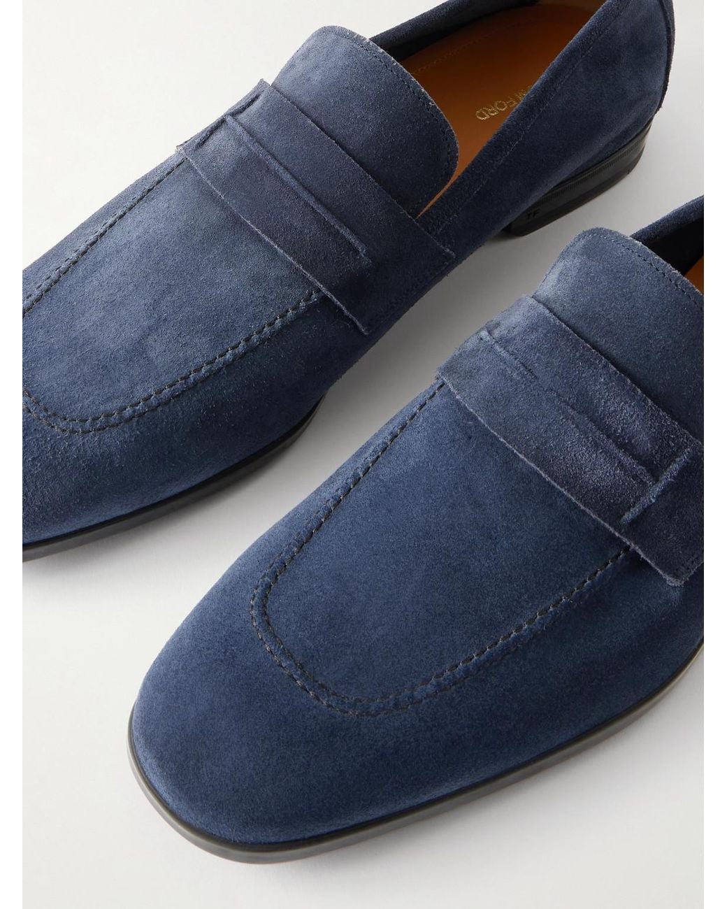 Tom Ford Blue Sean Suede Penny Loafers for men