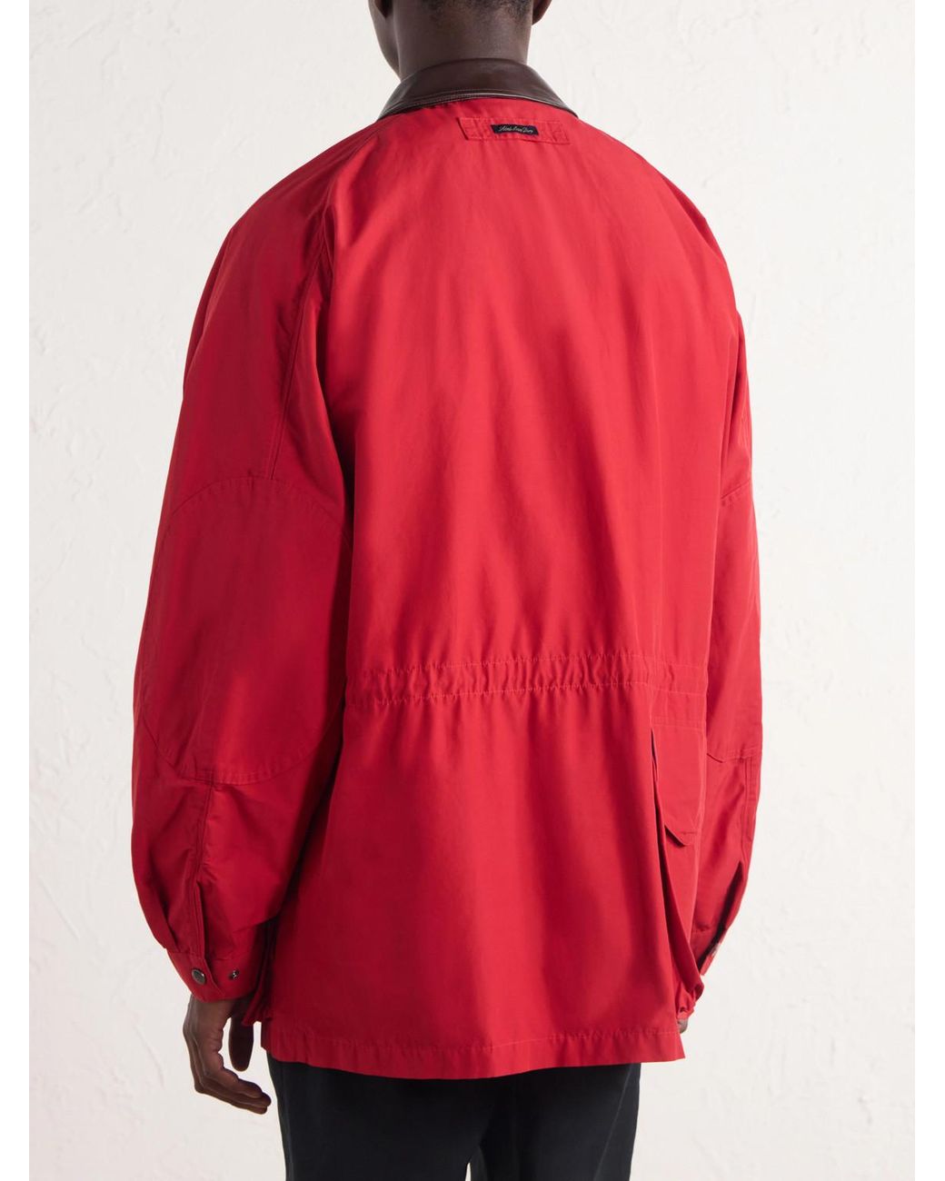 Aimé Leon Dore Red Leather-Trimmed Cotton-Blend Jacket for men