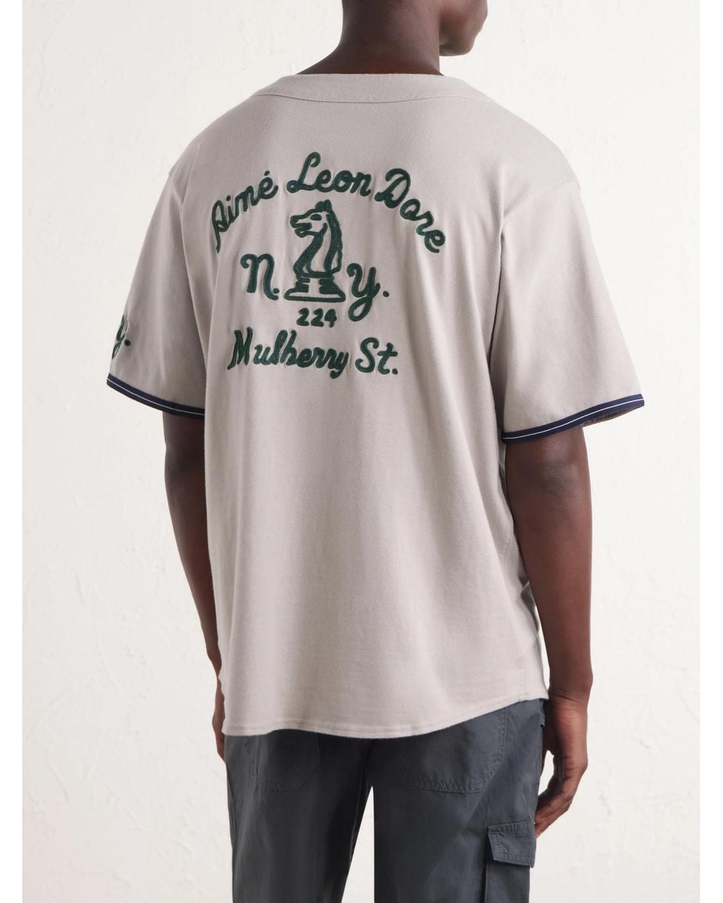 Aimé Leon Dore Gray Logo-embroidered Cotton Shirt for men