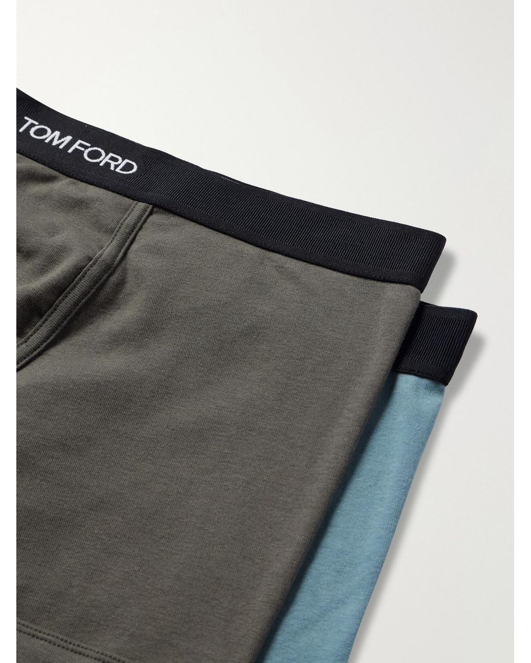 Tom Ford Blue Two Pack Logo-Jacquard Waistband Cotton-Stretch Jersey Boxer Briefs for men