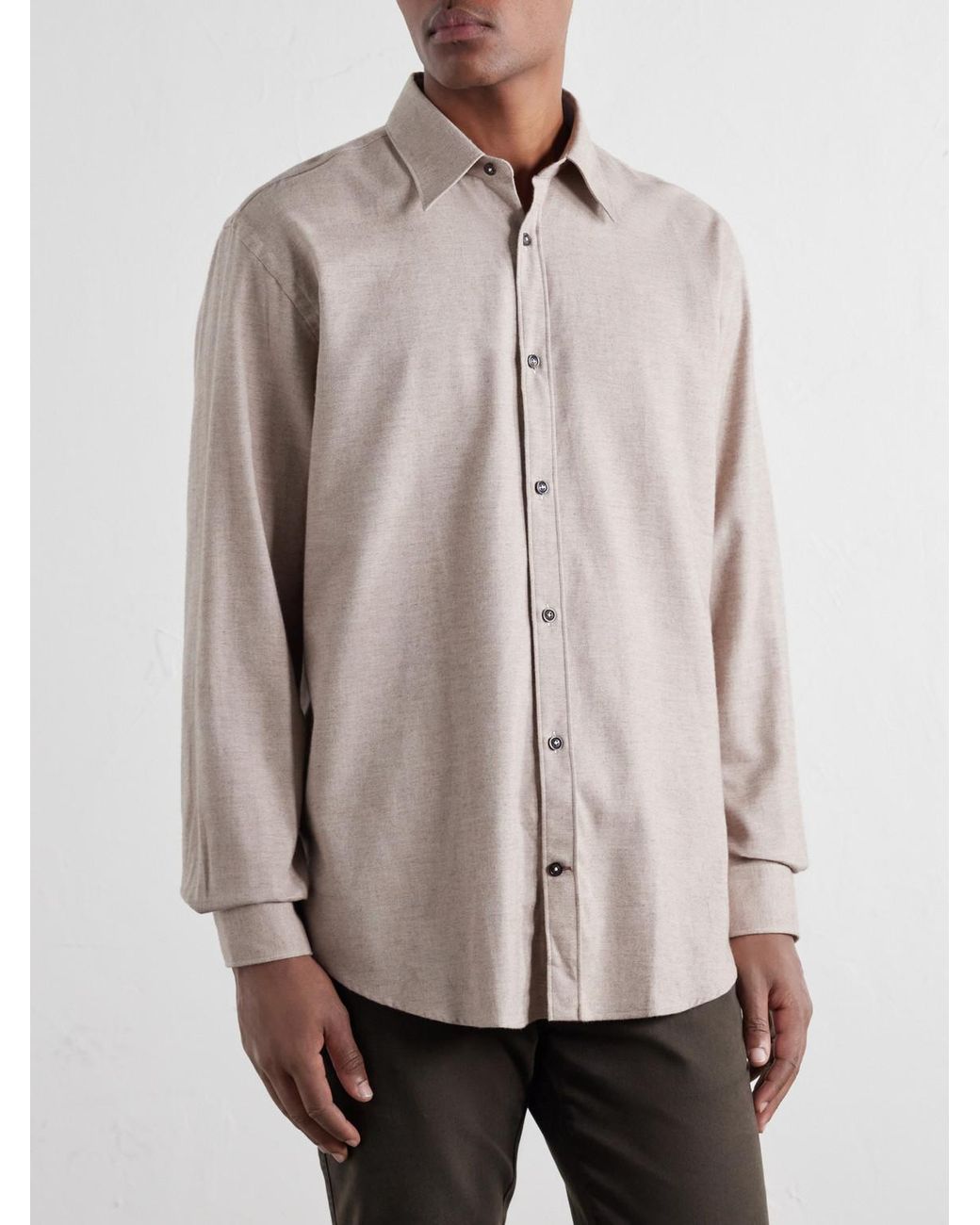 James Purdey & Sons Natural Cotton-Herringbone Shirt for men