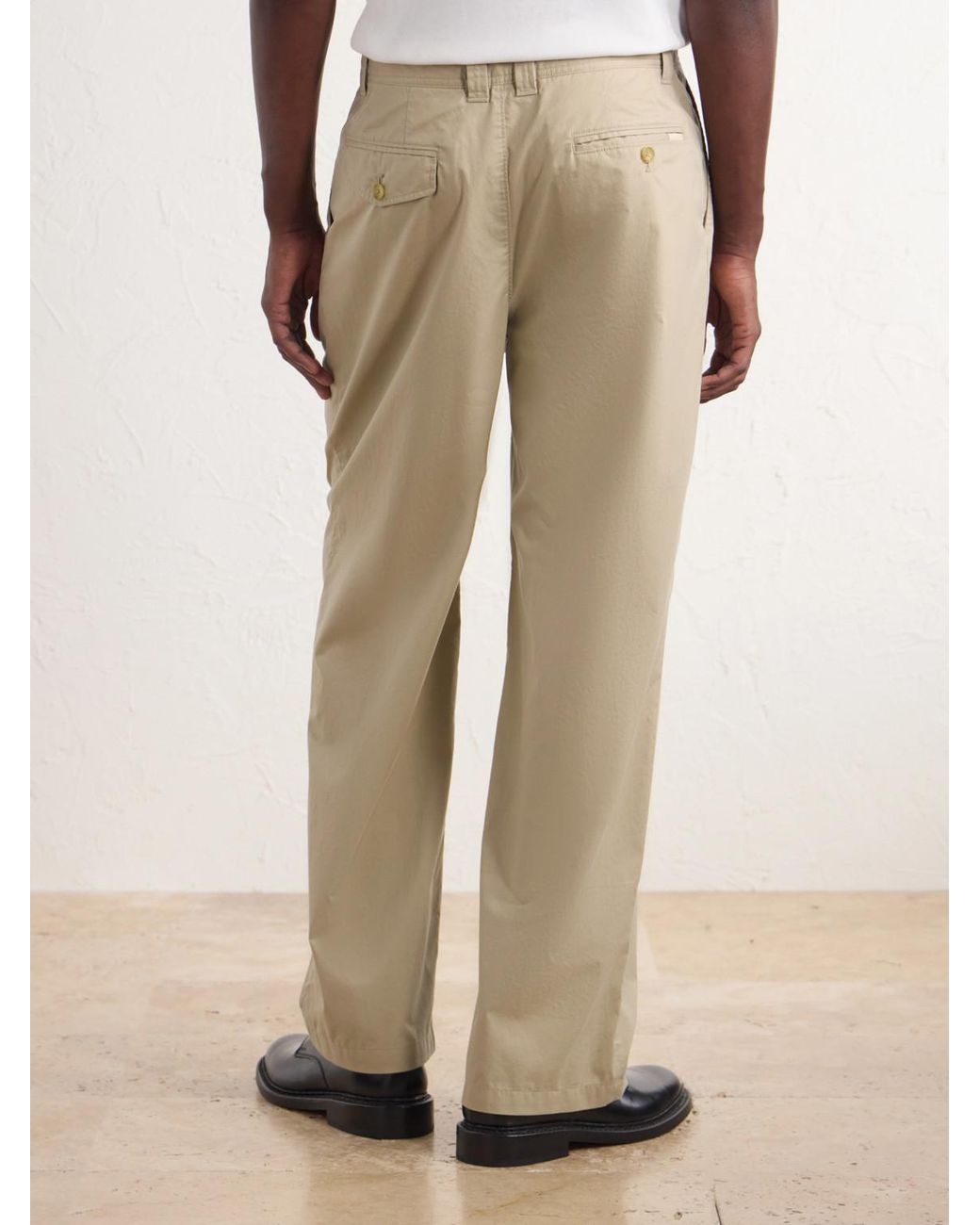 Aimé Leon Dore Natural Straight-Leg Pleated Cotton Trousers for men