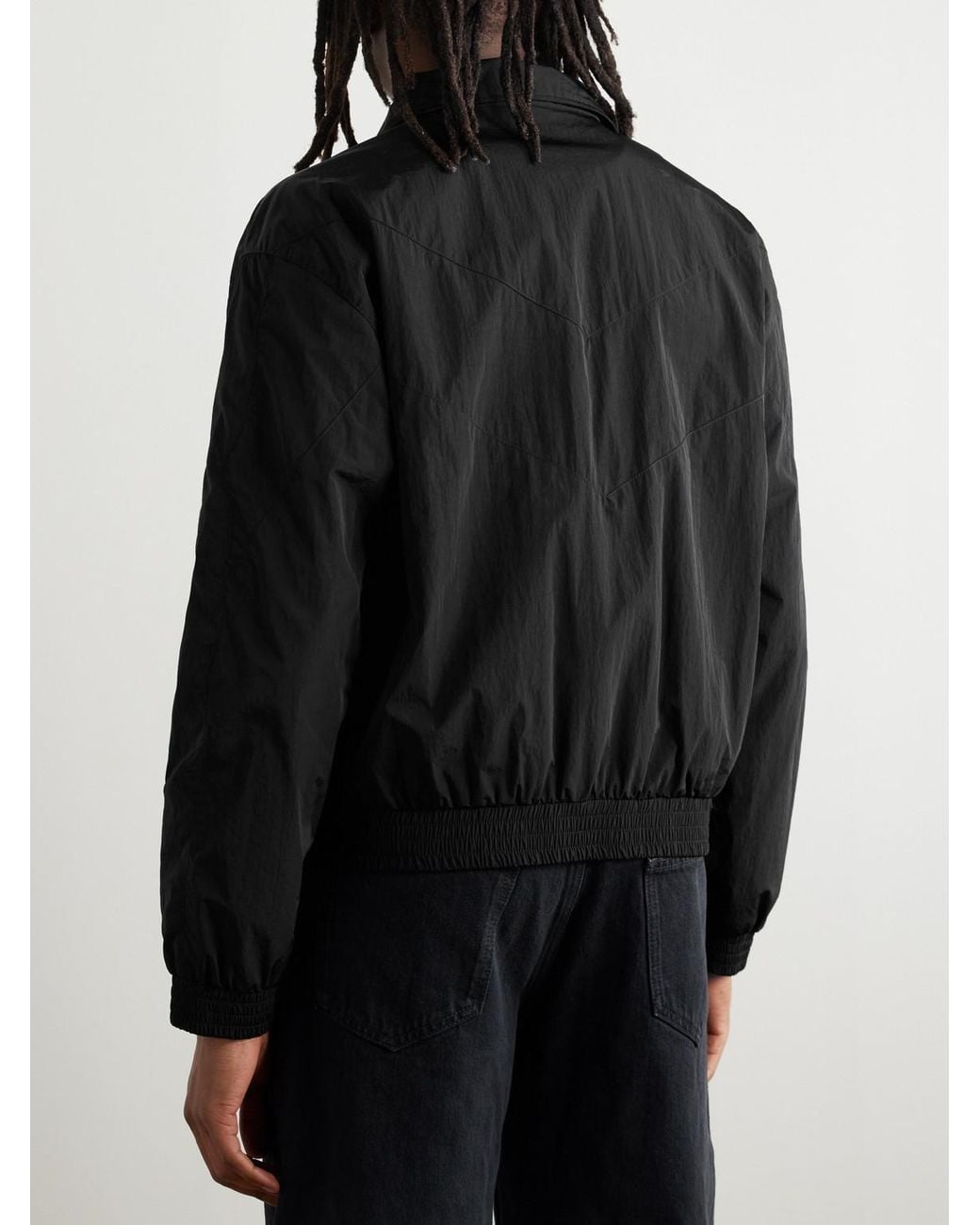 Saint Laurent Black Logo-Embroidered Shell Bomber Jacket for men