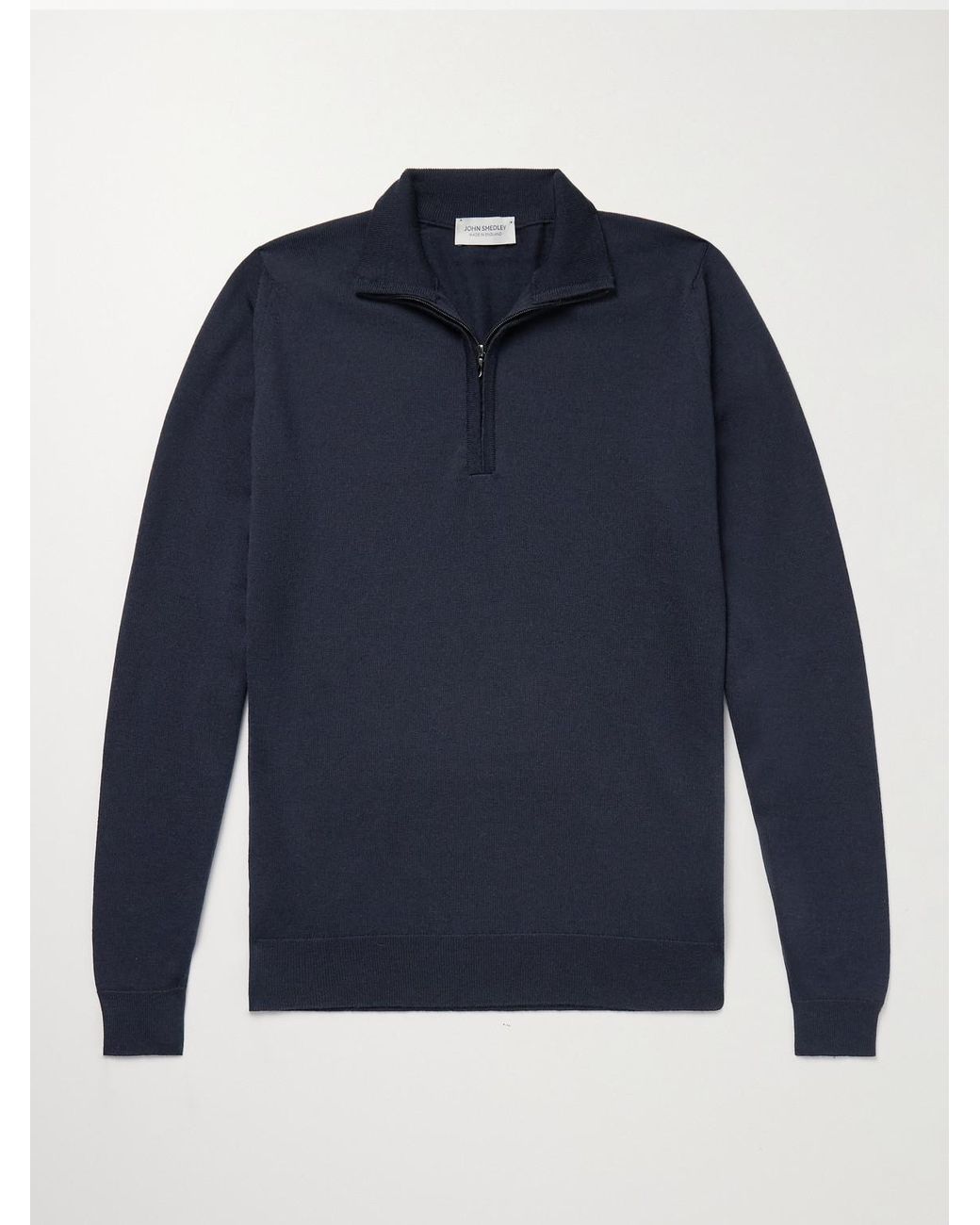 John Smedley Blue Tapton Slim-Fit Merino Wool Half-Zip Sweater for men