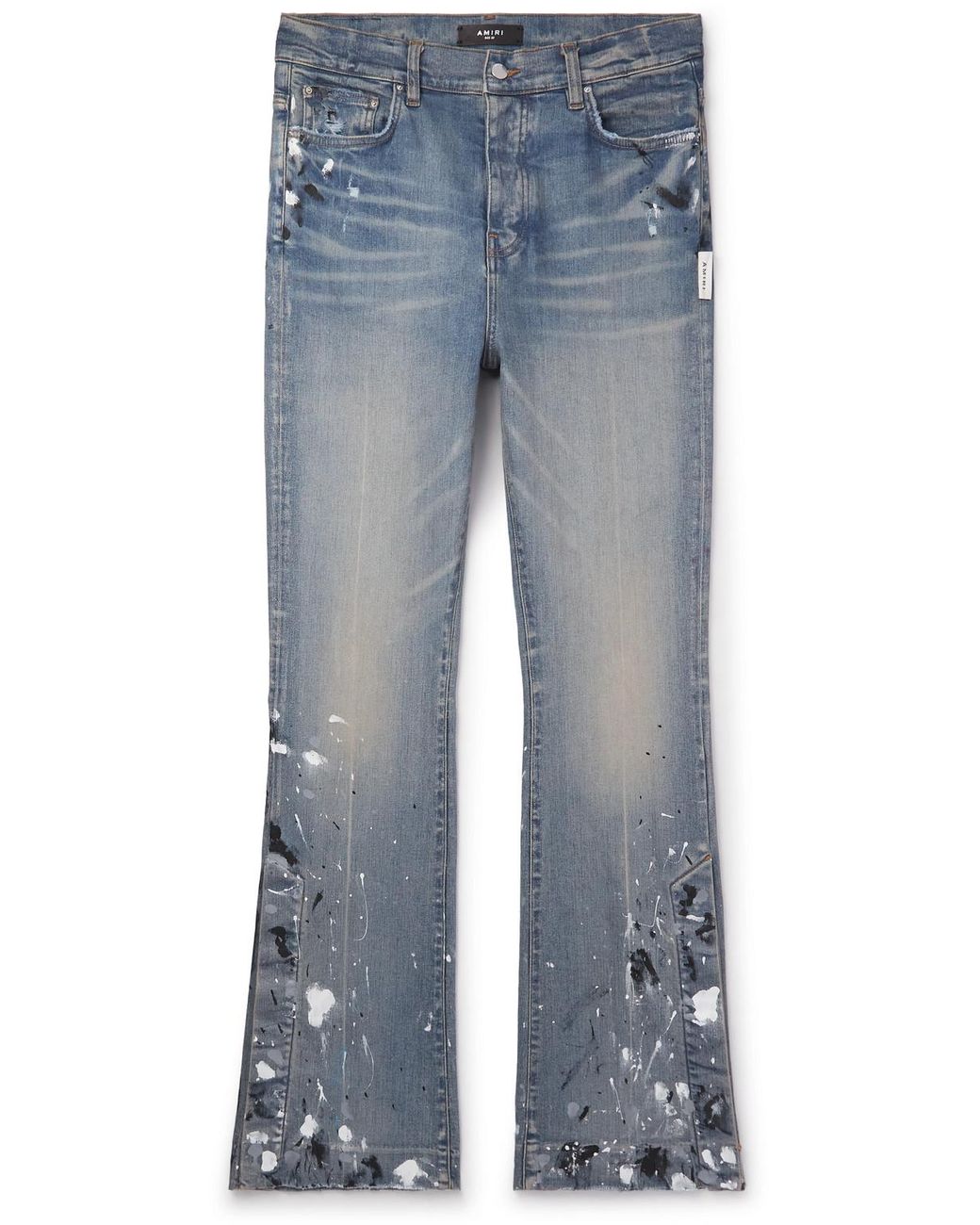Amiri Slimfit Flared Paintsplattered Jeans in Blue for Men Lyst