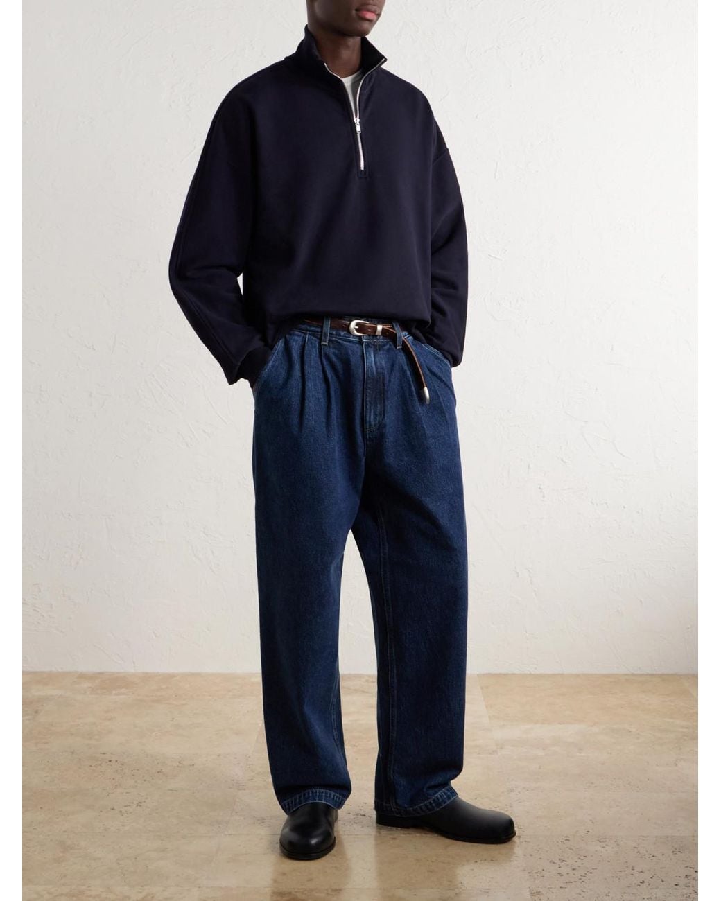Agolde Blue Idris Cotton-Jersey Half-Zip Sweatshirt for men