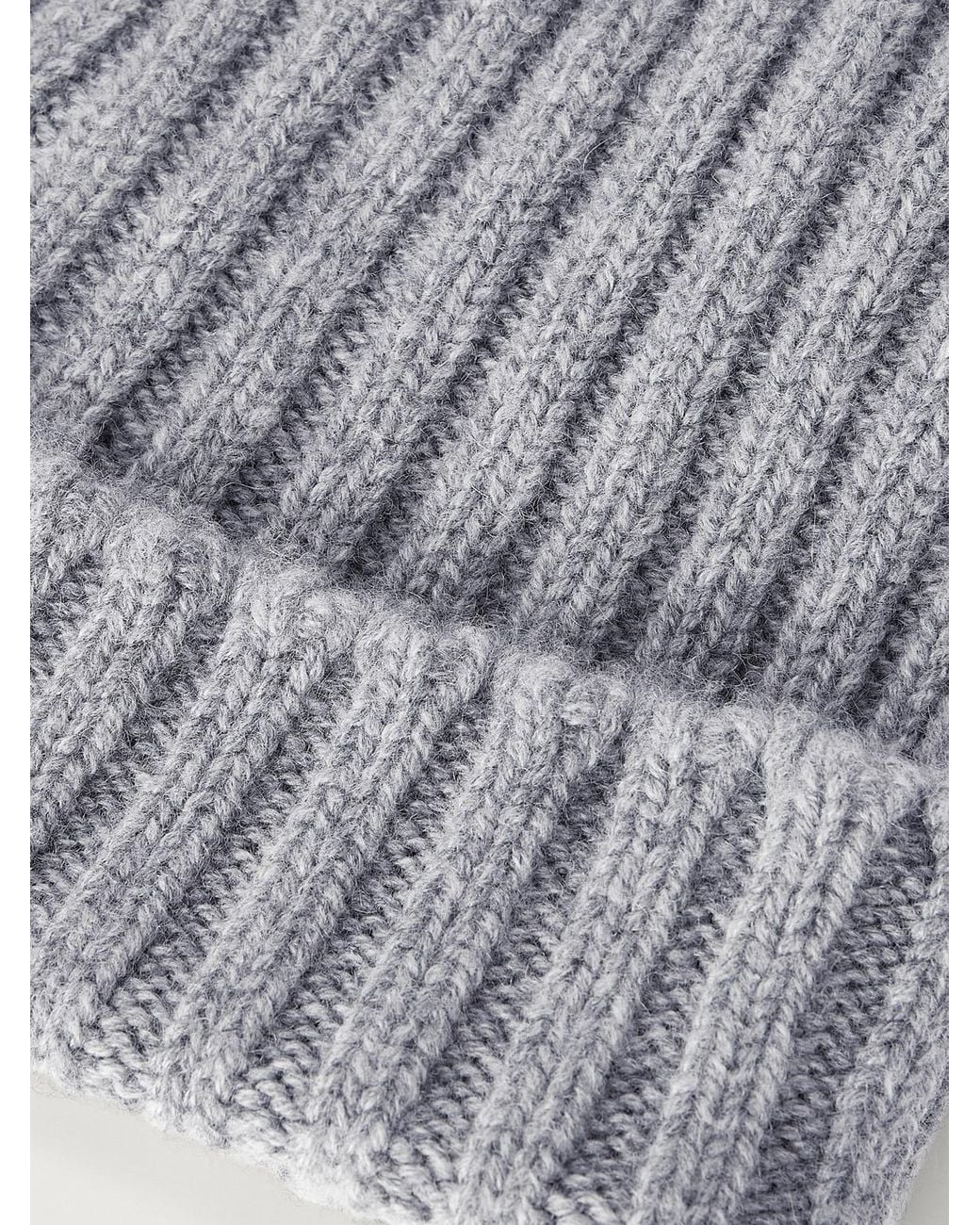 Thom Sweeney Gray Ribbed Cashmere Beanie for men
