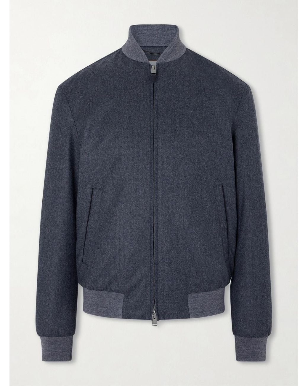 Canali Blue Wool Bomber Jacket for men