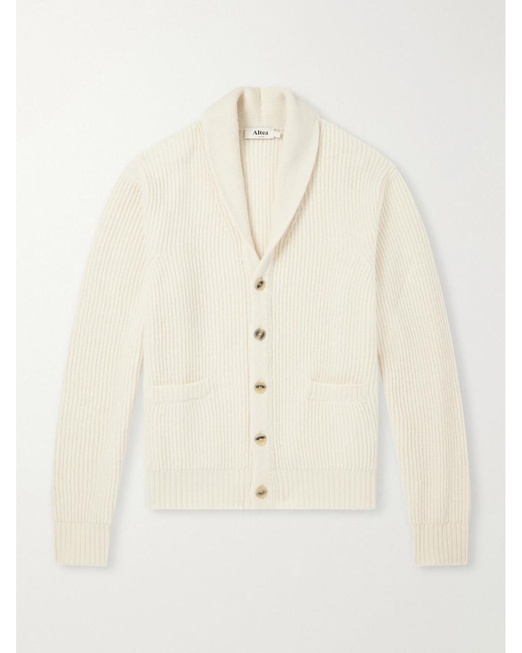 Altea Natural Ribbed Virgin Wool Cardigan for men
