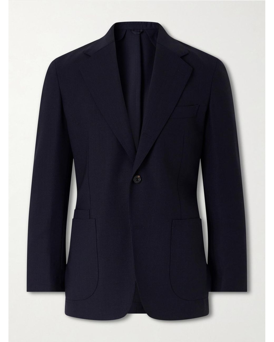 Drake's Blue Virgin Wool Suit Jacket for men