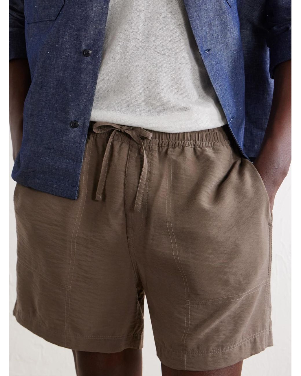 NN07 Gray Ryder 5971 Straight-Leg Tencellyocell -Blend Drawstring Shorts for men