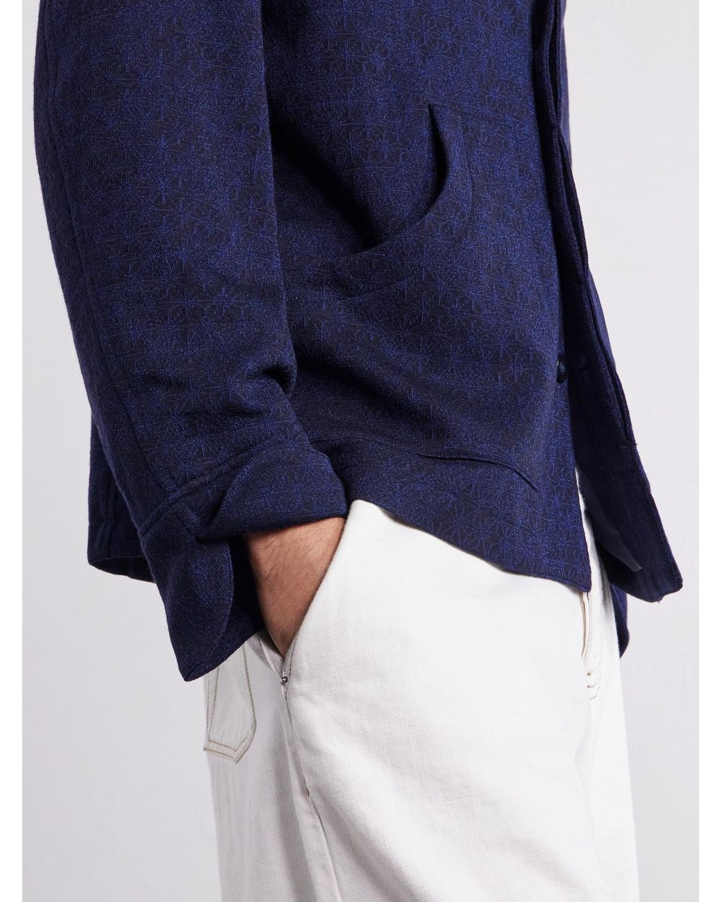 Blue Blue Japan Blue Jacquard-Knit Wool-Blend Bomber Jacket for men
