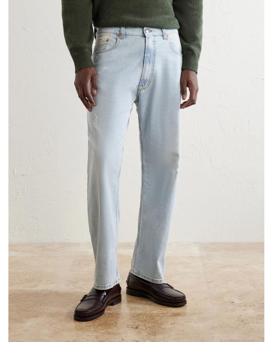 Ghiaia Blue Straight-Leg Distressed Jeans for men