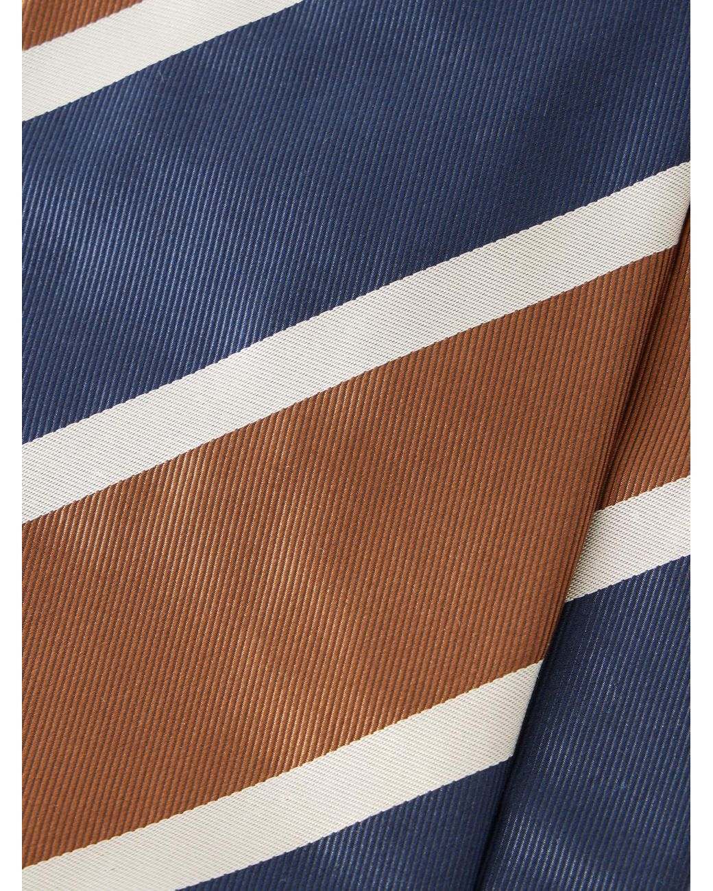 Dunhill White 9.5cm Striped Silk Tie for men