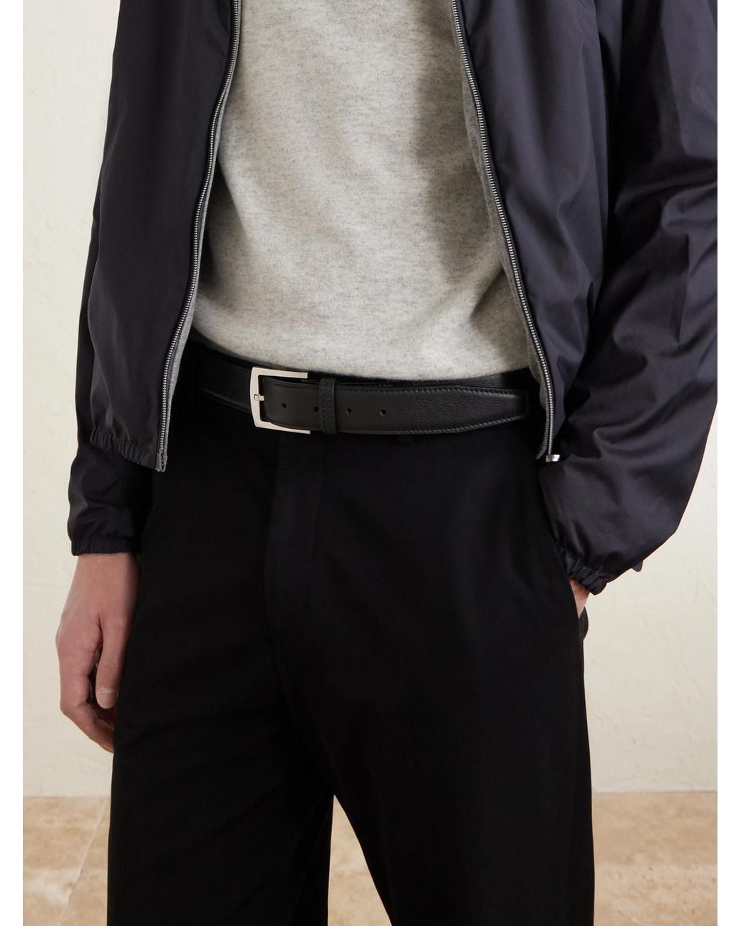 Kiton Black 3.5Cm Leather Belt for men
