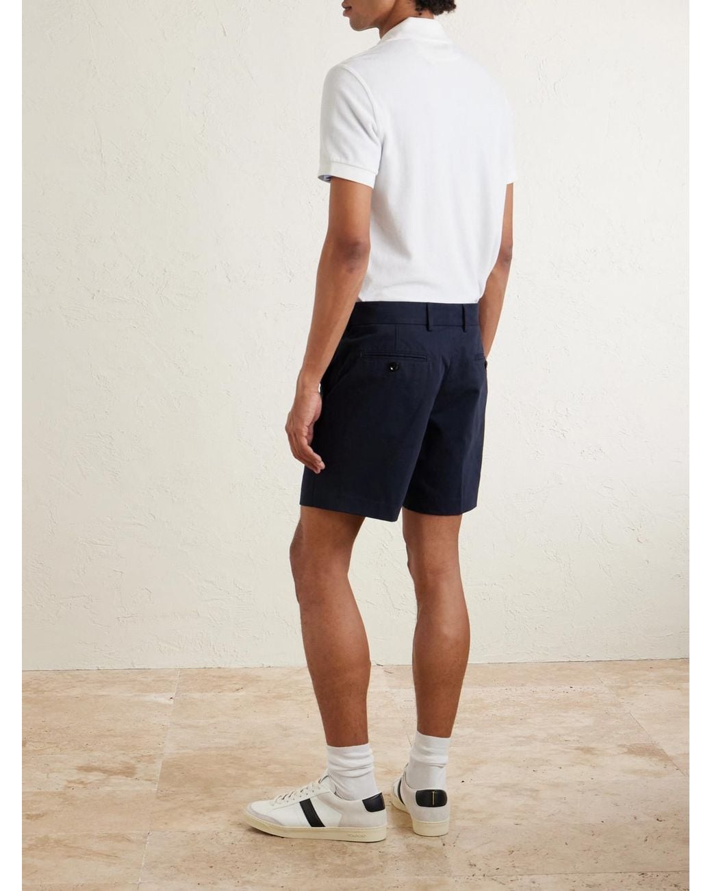 Tom Ford Blue Straight-leg Brushed Cotton-drill Shorts for men