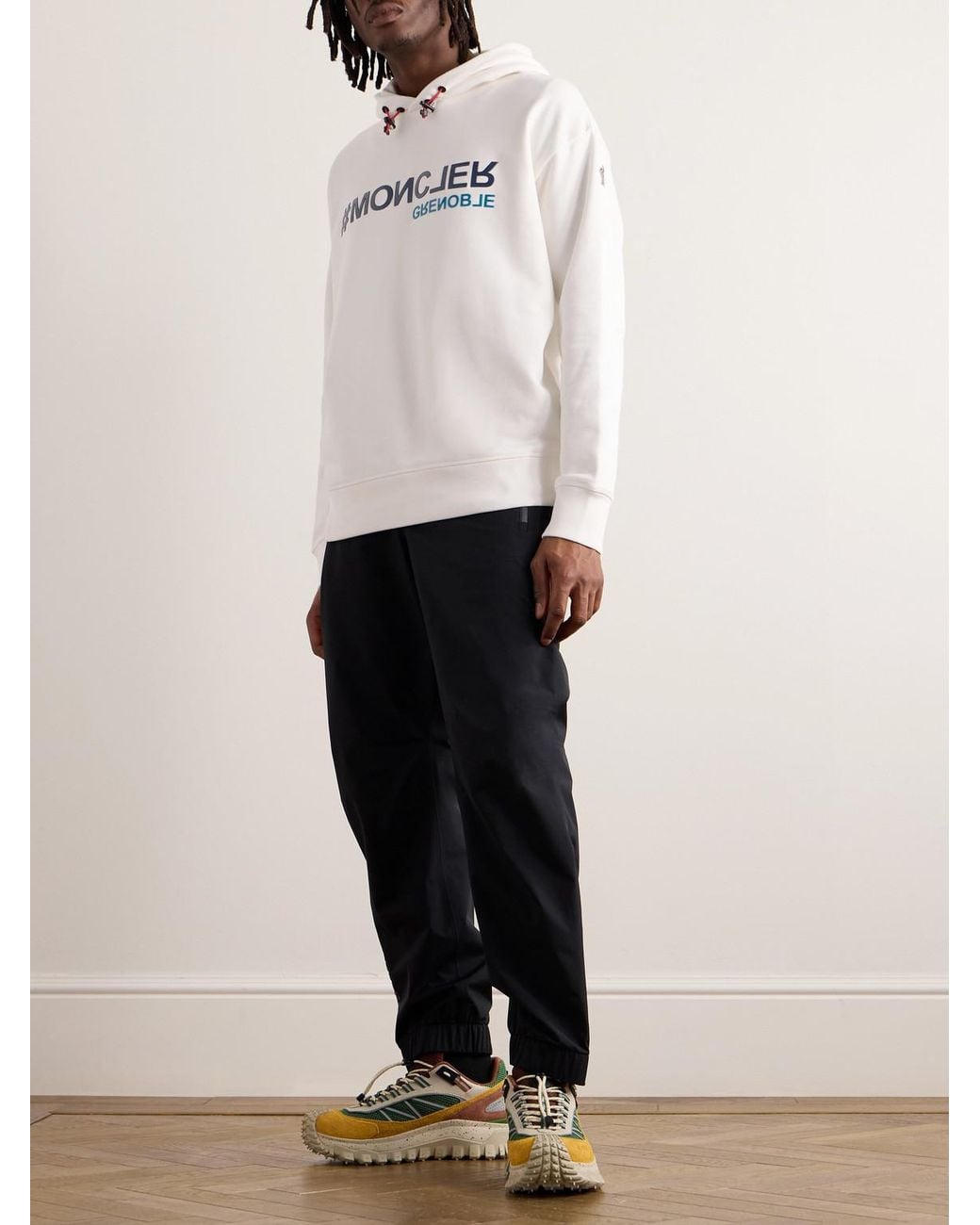 Moncler Natural Logo-appliquéd Cotton-jersey Hoodie for men