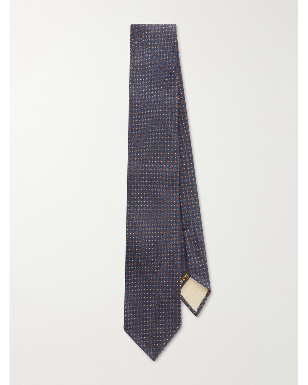 Rubinacci Blue 8Cm Printed Silk-Twill Tie for men