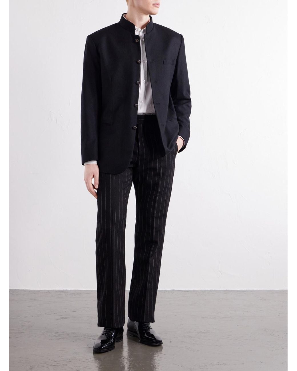 Favourbrook Blue Nehru Recycled Cashmere-Twill Blazer for men