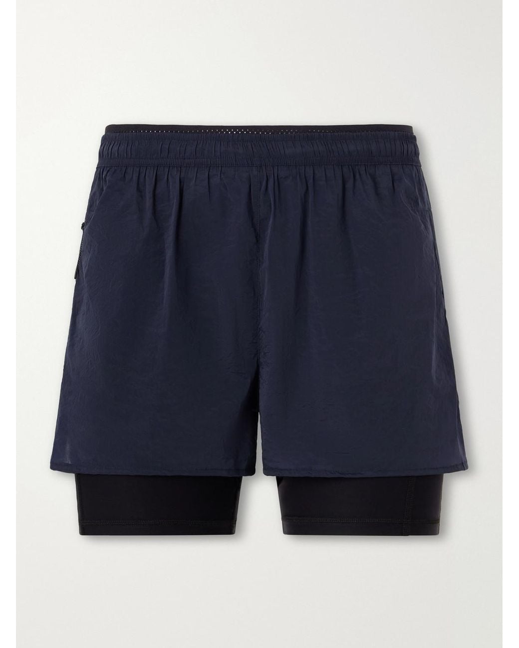 Literary Sport Blue Myles Layered Shell And Stretch-Jersey Running Shorts for men