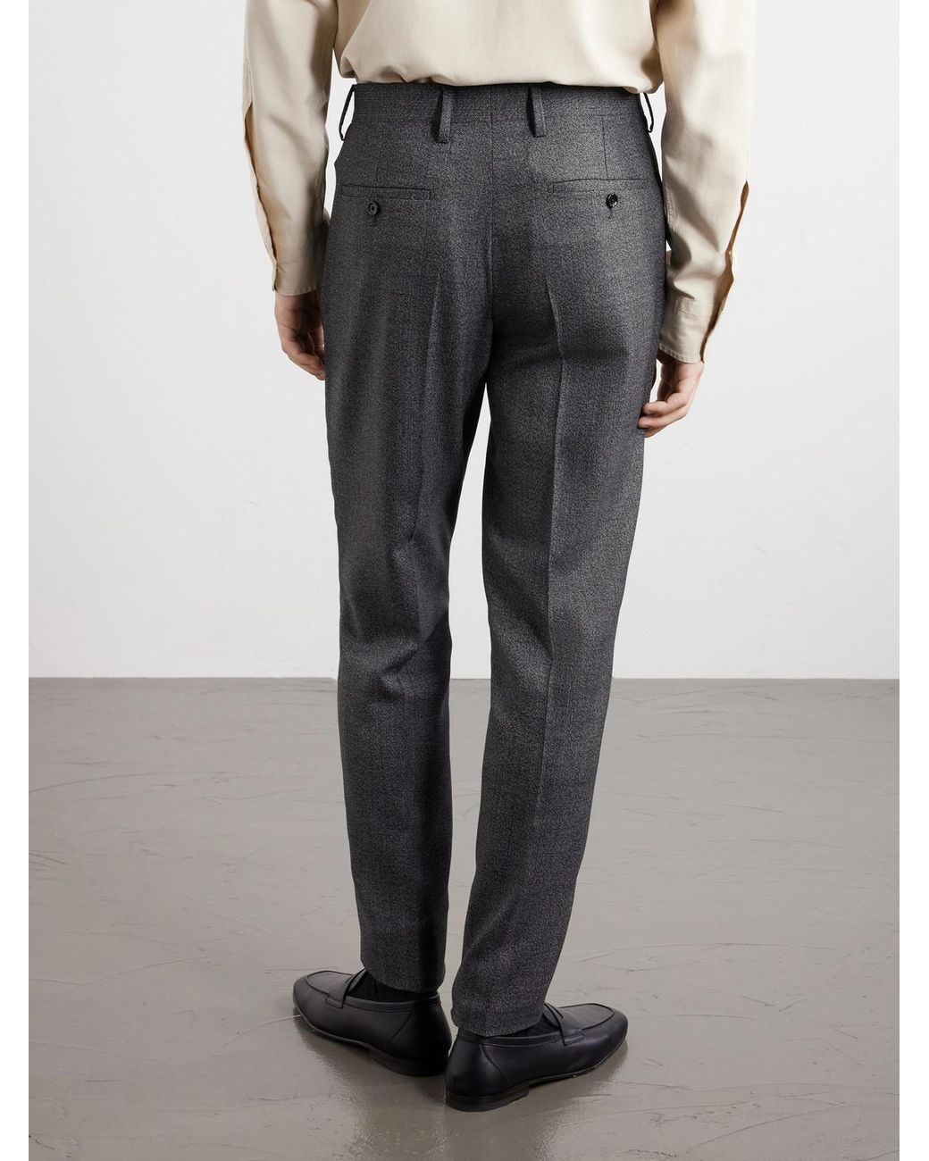 Lardini Gray Straight-Leg Wool Suit Trousers for men